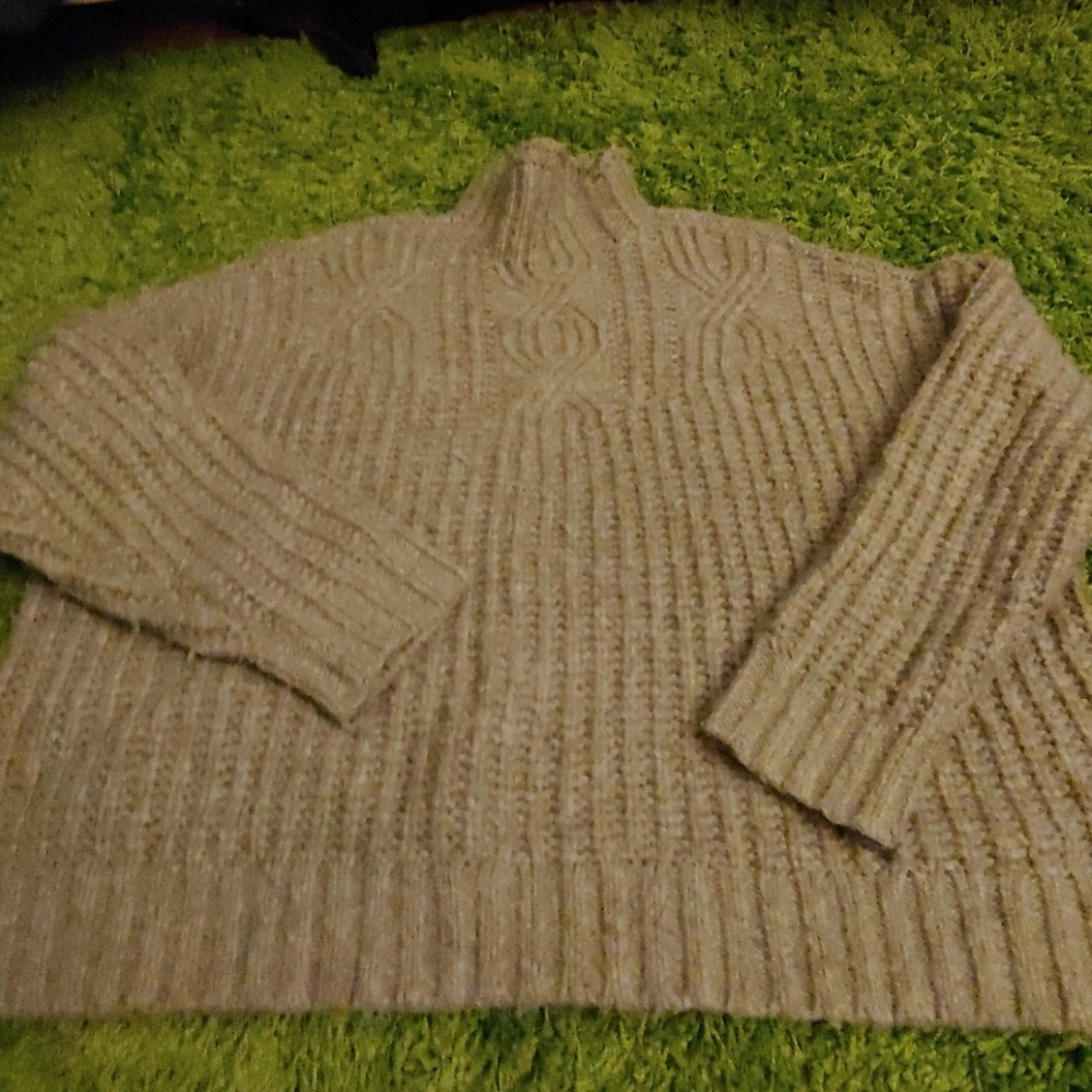 Mock Neck Cable Knit Sweater